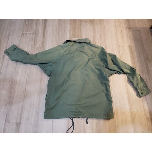 Vintage 90's Arizona Jean Company Green Barn Jacket Military Style Cotton Medium - Picture 5 of 7